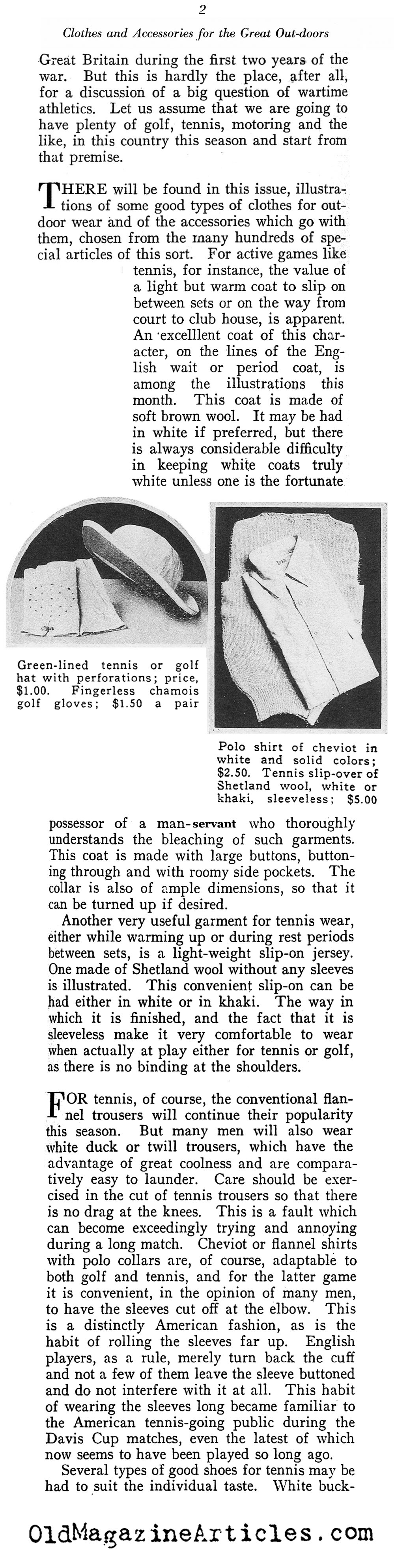 In Praise of Tennis Flannels (Vanity Fair Magazine, 1918)